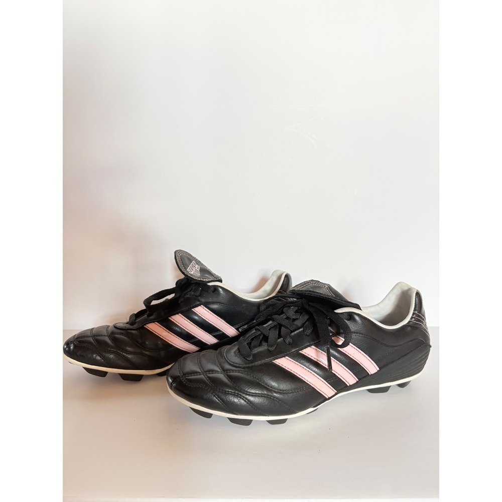 Adidas Traxion Soccer Cleats Womens 7.5 Black Pink Leather Hard Ground 749993